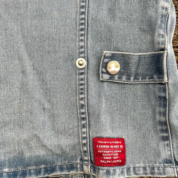 Ralph Lauren 90s Vintage Distress Light Medium Denim Jean Jacket Boho MED - Picture 9 of 13